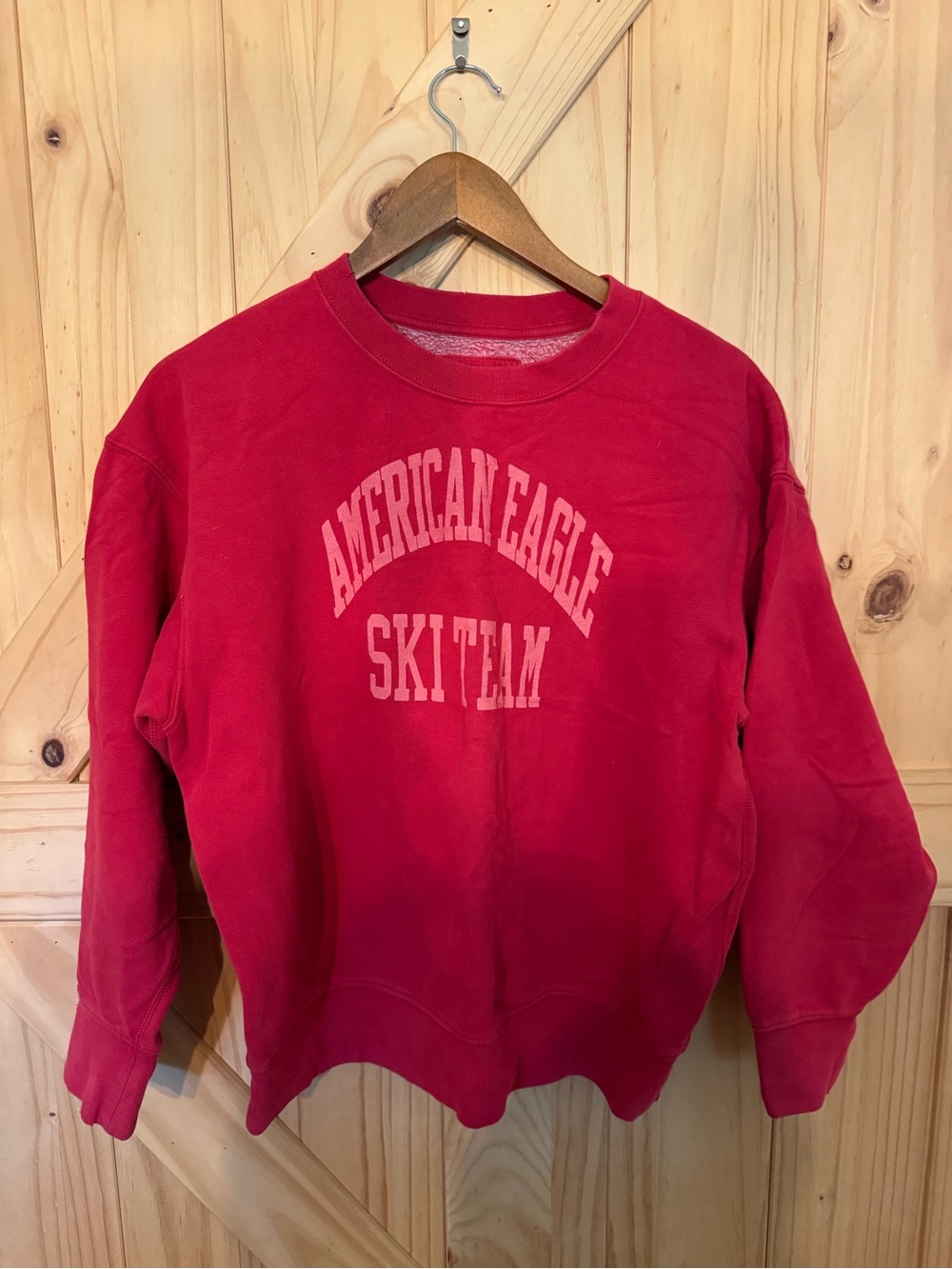 American Eagle Outfitters Red 'Ski Team' Crewneck Sweatshirt